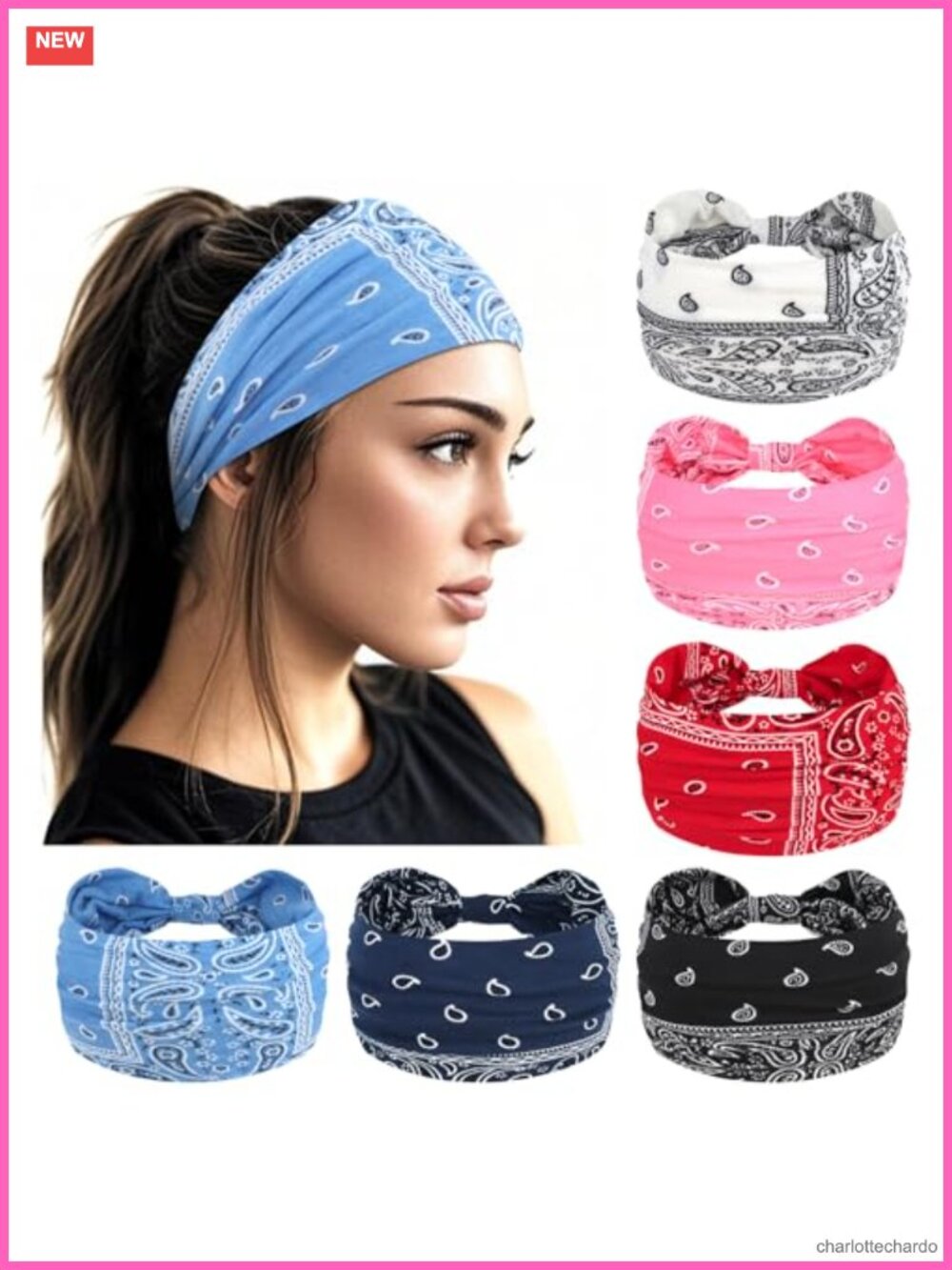 Wide Knotted Headbands Stretch Cotton Polyester Non Slip 6 Pack
